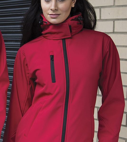 Red - Black Naisten Hupullinen Core Softshell Takki Painatuksella